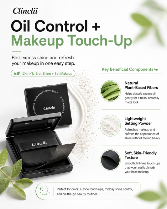 Clinclii 2-in-1 Oil Blotting Sheets with Powder