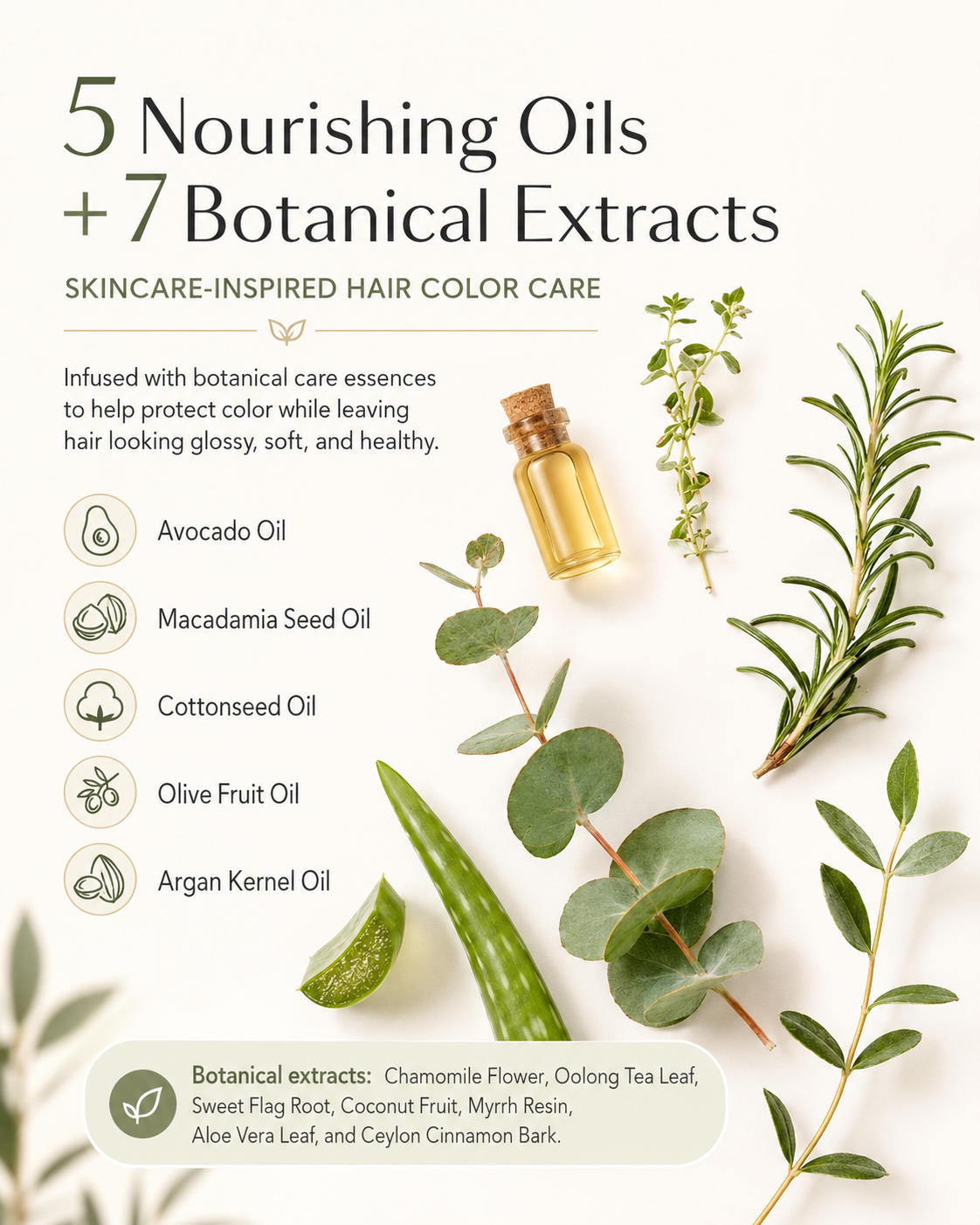 Clinclii hair color botanical oils and plant extracts for glossy healthy-looking hair