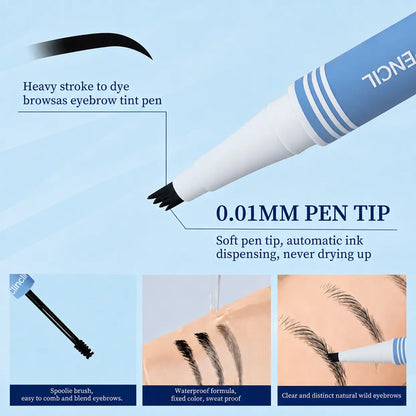 Waterproof 2-in-1 Micro-Fork Eyebrow Pen & Tinted Brow Gel – Natural Hair-Like Strokes with Shaping Brush