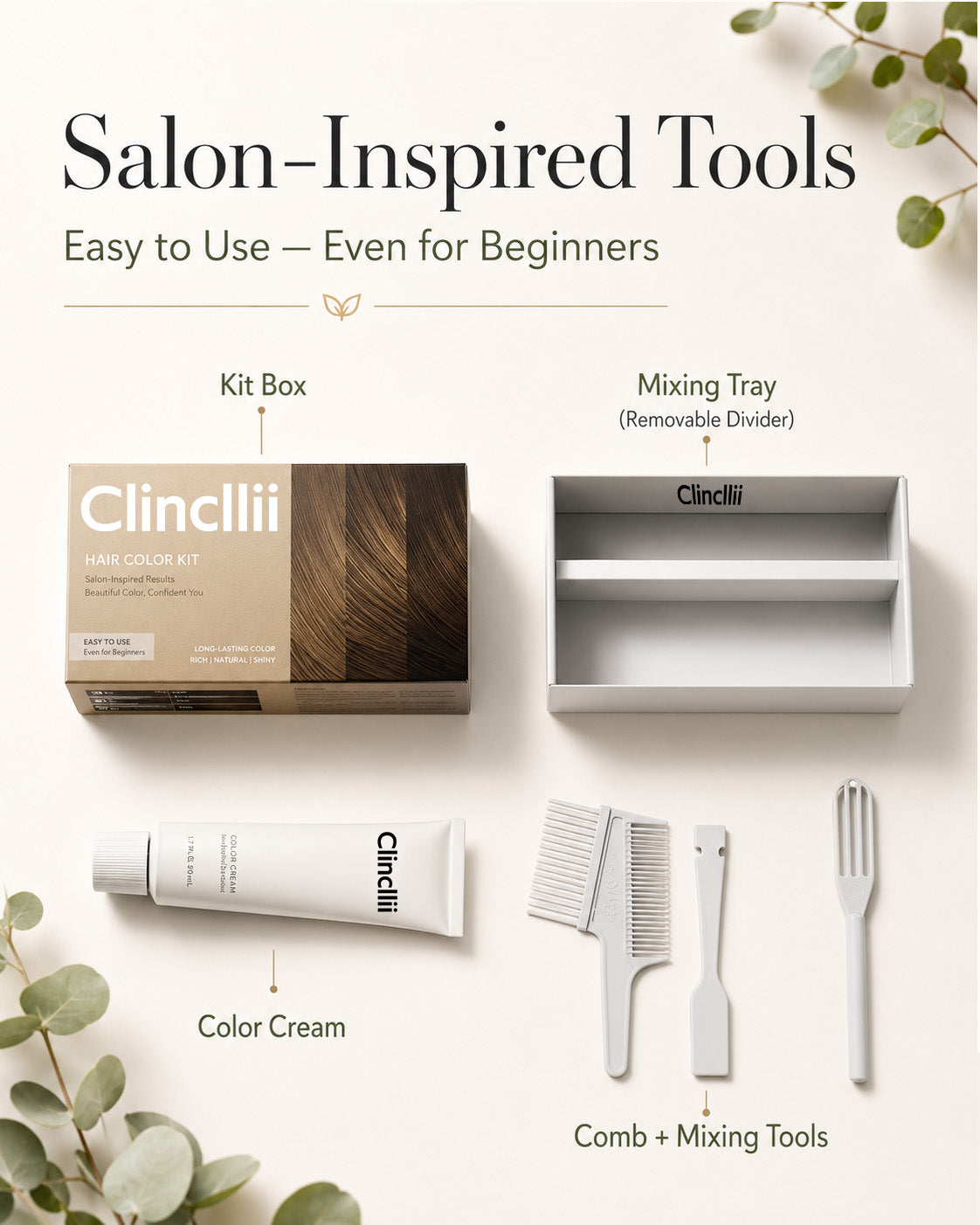 Clinclii salon-inspired tools for beginner-friendly at-home hair coloring