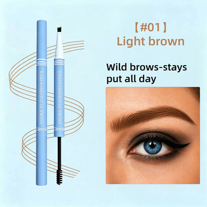 Waterproof 2-in-1 Micro-Fork Eyebrow Pen & Tinted Brow Gel – Natural Hair-Like Strokes with Shaping Brush