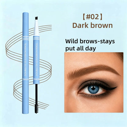 Waterproof 2-in-1 Micro-Fork Eyebrow Pen & Tinted Brow Gel – Natural Hair-Like Strokes with Shaping Brush