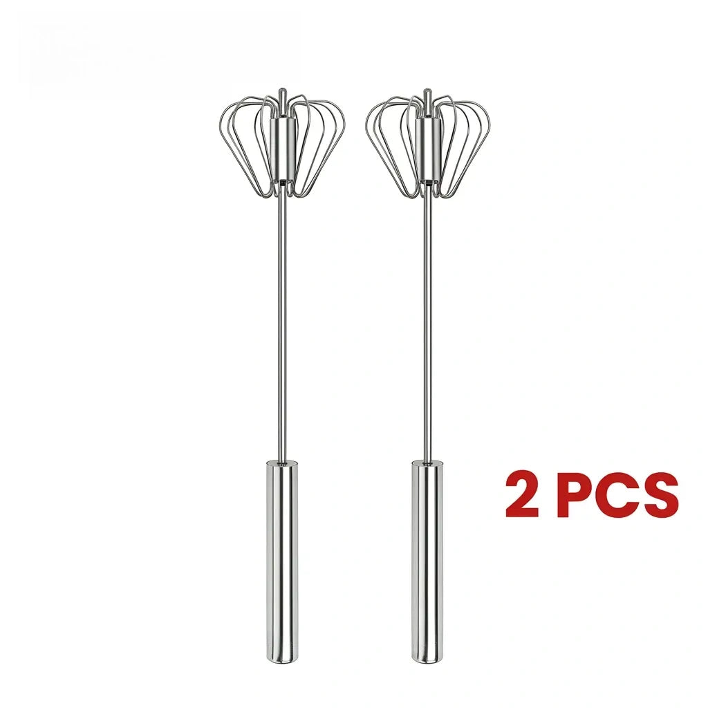 Stainless Steel Hand Push Rotary Whisk, Semi-Automatic Egg Beater for Cooking, Mixing & Baking