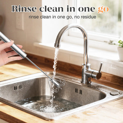 Stainless Steel Hand Push Rotary Whisk, Semi-Automatic Egg Beater for Cooking, Mixing & Baking