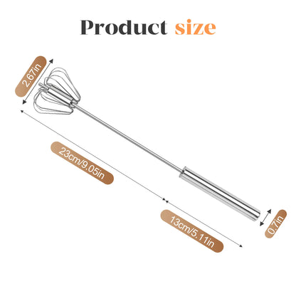 Stainless Steel Hand Push Rotary Whisk, Semi-Automatic Egg Beater for Cooking, Mixing & Baking