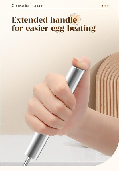 Stainless Steel Hand Push Rotary Whisk, Semi-Automatic Egg Beater for Cooking, Mixing & Baking
