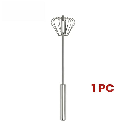 Stainless Steel Hand Push Rotary Whisk, Semi-Automatic Egg Beater for Cooking, Mixing & Baking